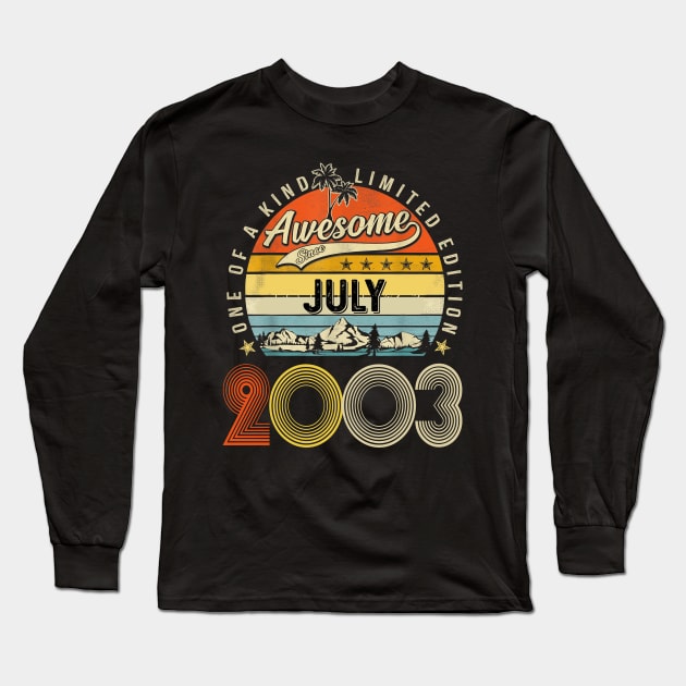 Awesome Since July 2003 Vintage 20th Birthday Long Sleeve T-Shirt by Vintage White Rose Bouquets